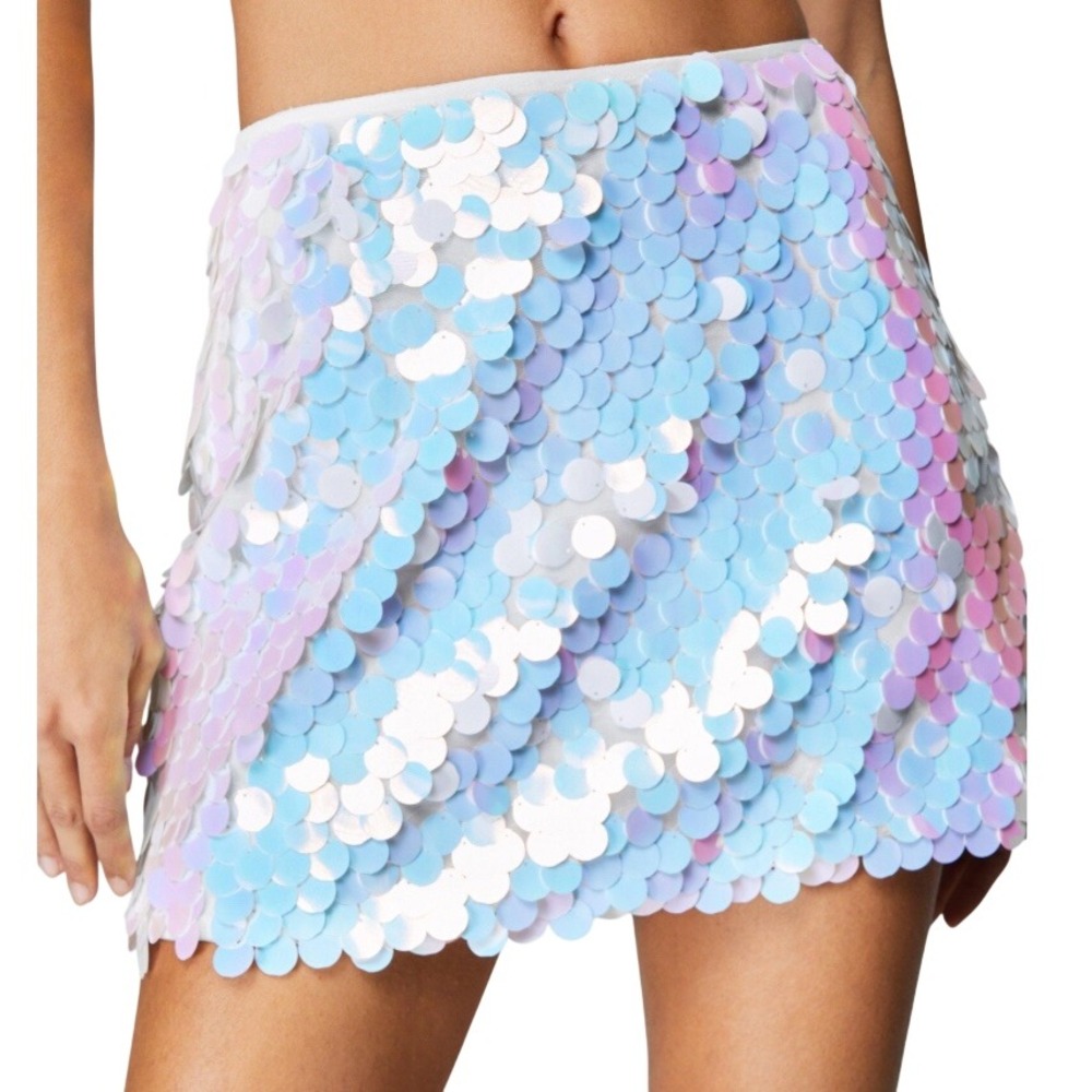 NWT Nasty Gal Iridescent Disc Sequin Mini Skirt US Size 0